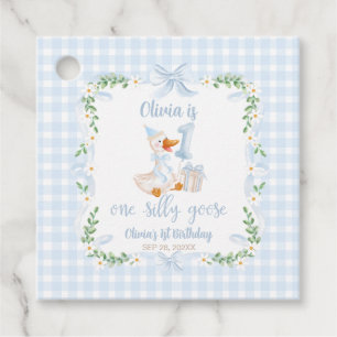 Étiquettes Cadeau Un Ruban Bleu Floral d'une Oie Idiote pour un 1er 