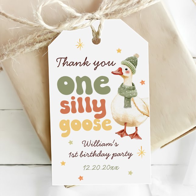 Étiquettes-cadeau Un sot oie Noël Vert 1er anniversaire (Créateur téléchargé)
