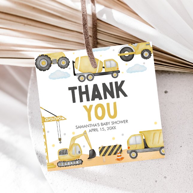 Étiquettes Cadeau Under Construction Baby Shower (Caution Baby Under Construction Baby Shower Favor Tags)