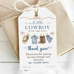 Étiquettes-cadeau Une Baby Shower Cowboy pour Petit Garçon