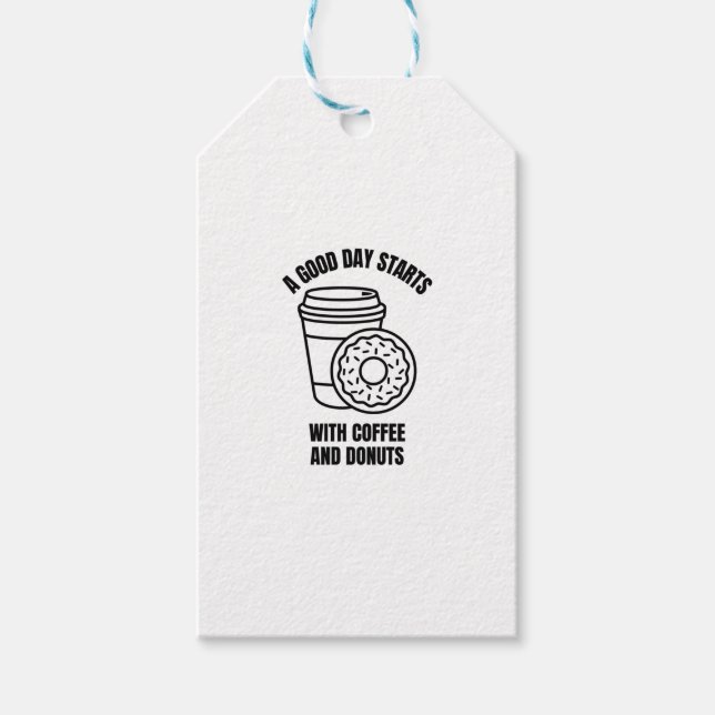 ÉTIQUETTES-CADEAU UNE BONNE JOURNÉE COMMENCE PAR LE CAFÉ ET LES DONU (Devant)