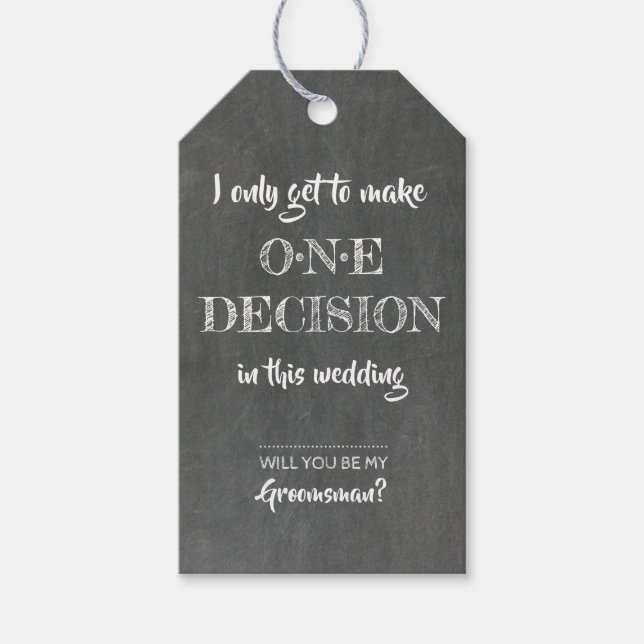 Étiquettes-cadeau Une Décision Drôle Groomsman Proposition (Devant)