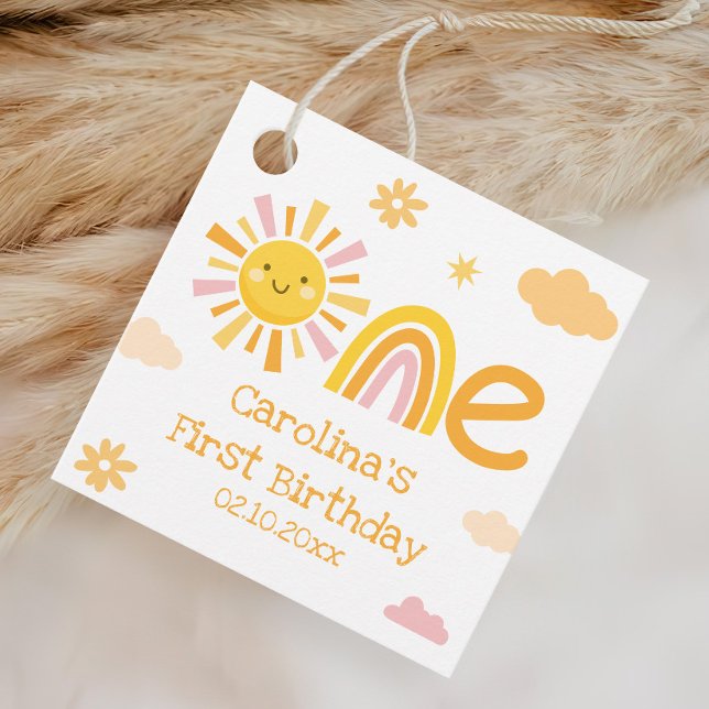 Étiquettes Cadeau Une fille de fête d'anniversaire le soleil (Créateur téléchargé)