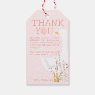 Étiquettes-cadeau Une fille rose d'oie sotte 1er anniversaire