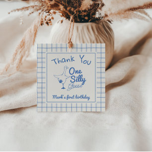 Étiquettes Cadeau Une Main Bleue Oie Silly Tirée 1er Garçon Annivers