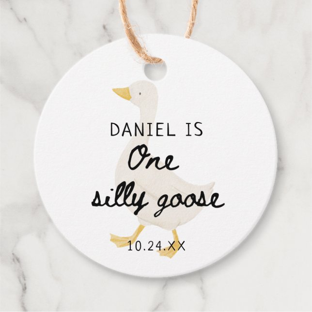 Étiquettes Cadeau Une oie sotte 1er fête d'anniversaire Favoriser (Devant)
