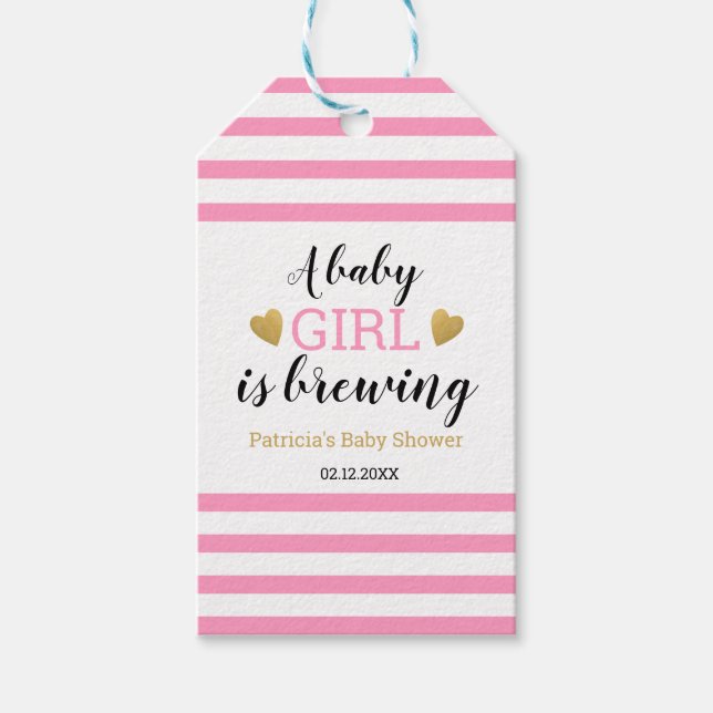 Étiquettes-cadeau Une Petite Fille Brasse Du Merci De Baby shower (Devant)