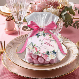 Étiquettes Cadeau Une petite fille Rose Floral Damask Baby shower