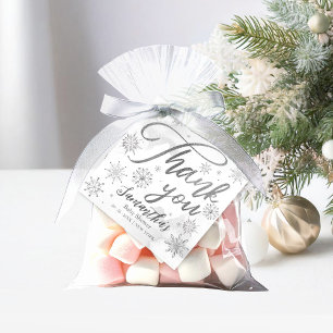 Étiquettes Cadeau Une petite neige bébé shower gris Merci