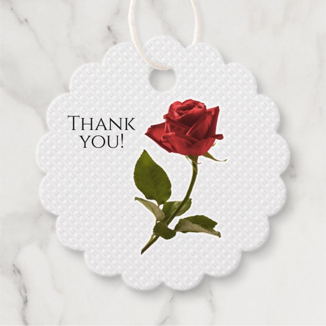 Étiquettes Cadeau Une rose rouge avec la pierre Florale Photographie (Devant)