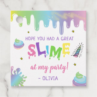Étiquettes Cadeau Unicorn arc-en-ciel Slime Anniversaire
