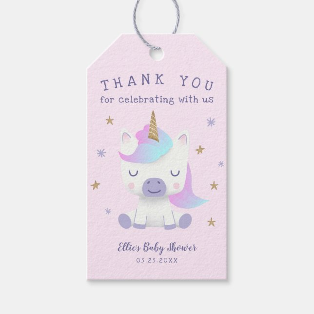 Étiquettes-cadeau Unicorn Baby shower Merci Favoriser (Devant)