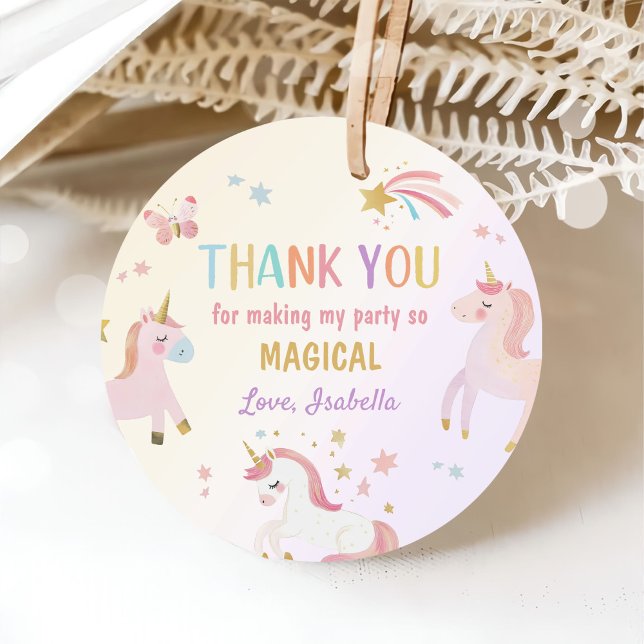 Étiquettes Cadeau Unicorn Pastel Magique Arc-en-ciel Anniversaire (Créateur téléchargé)