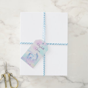 Étiquettes-cadeau Unicorne magique Rainbow Lavender rose Turquoise