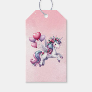 Étiquettes-cadeau Unicorne volante rose
