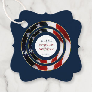 Étiquettes Cadeau Unique Patriotique Élégant USA Mariage or drapeau
