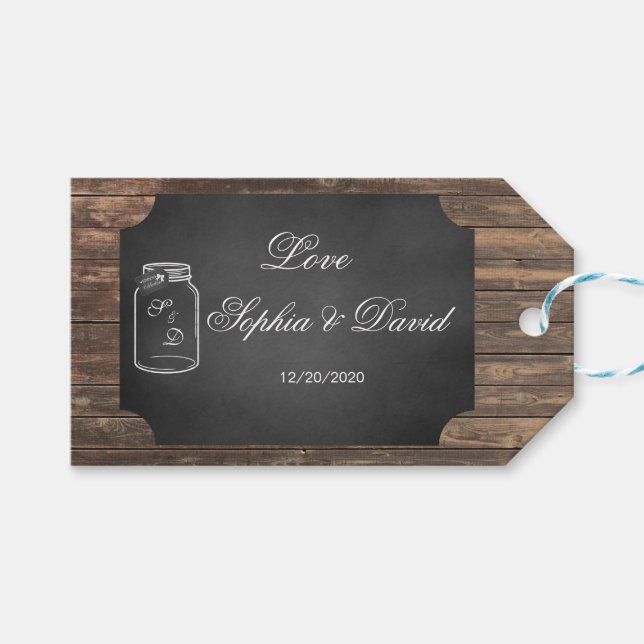 Étiquettes-cadeau Unique Rustique Mason Jar Chalkboard Mariage perso (Devant (Horizontal))