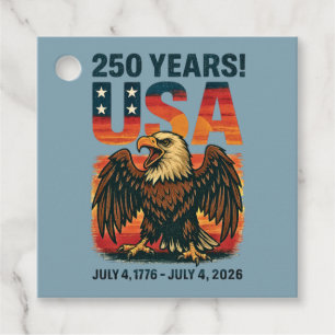 Étiquettes Cadeau USA 250 Years - Patriotic Bald Eagle 4 juillet 202