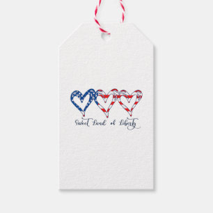 Étiquettes-cadeau USA Drapeau Patriotique Coeurs 4 juillet Sweet Lan