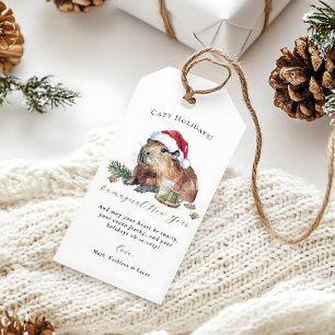 Étiquettes-cadeau Vacances Capy   Jolie aquarelle Capybara de Noël
