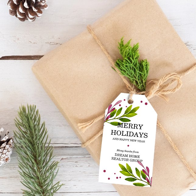 Étiquettes-cadeau Vacances d'affaires hiver (Winter Foliage Business Holiday Gift Tags)