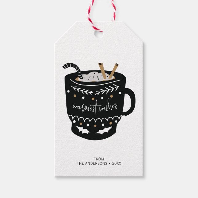 Étiquettes-cadeau Vacances de cacao chaud moderne (Devant)