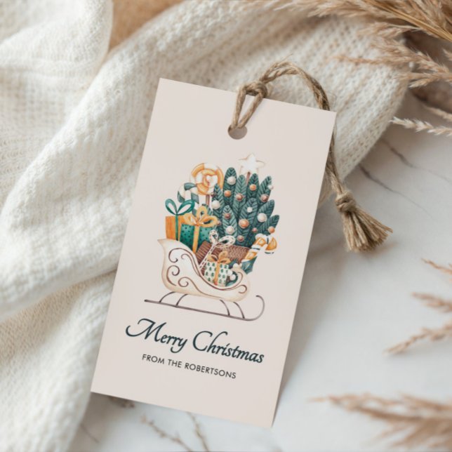 Étiquettes-cadeau Vacances de Noël aquarelle (Créateur téléchargé)