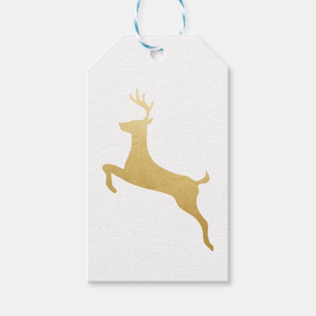 Étiquettes-cadeau Vacances de Noël Gold Reindee (Devant)