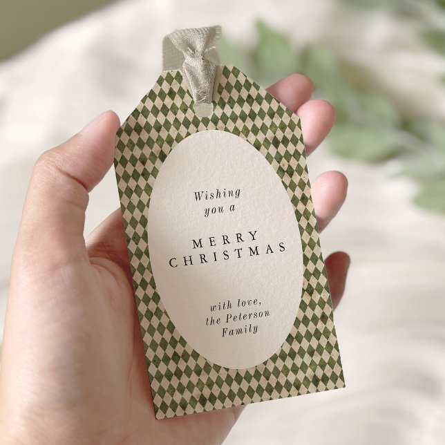 Étiquettes-cadeau Vacances de Noël vert rustique (Créateur téléchargé)