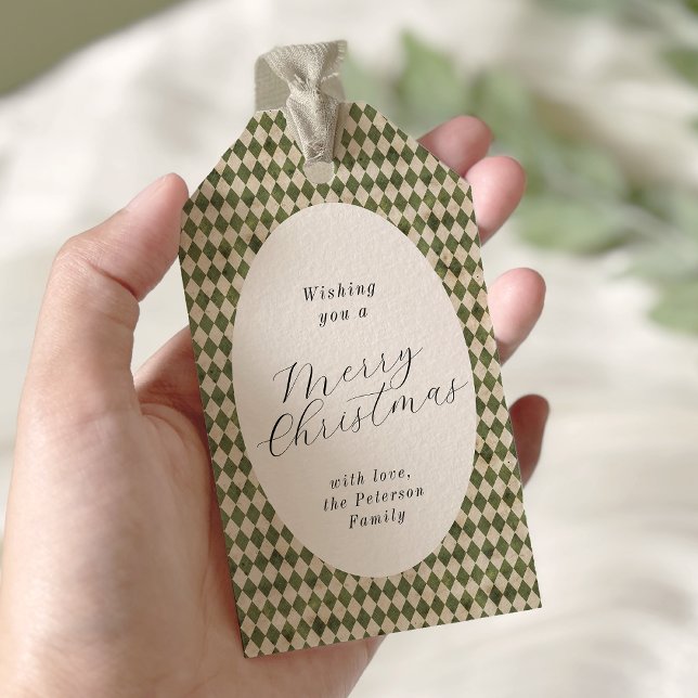 Étiquettes-cadeau Vacances de Noël vert rustique (Créateur téléchargé)