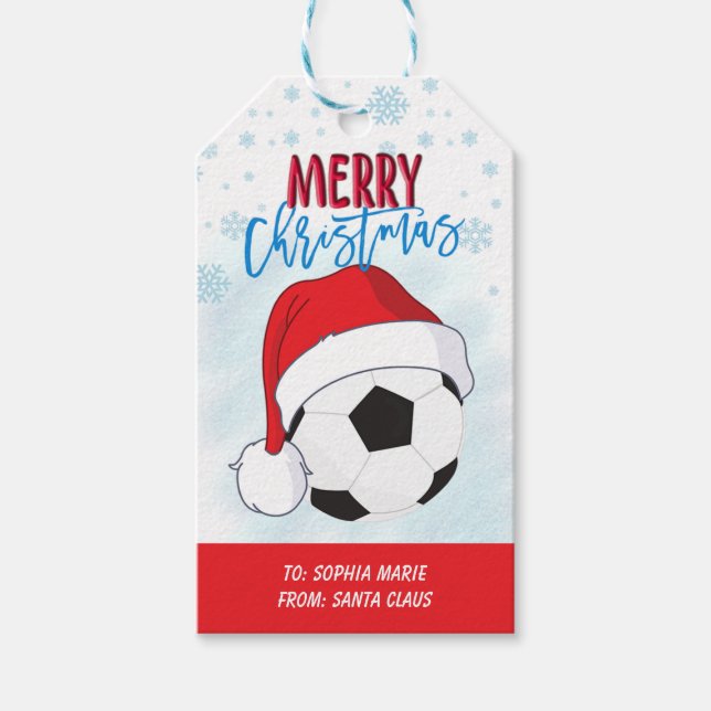 Étiquettes-cadeau Vacances Présent Sports Football Balle Noël (Devant)