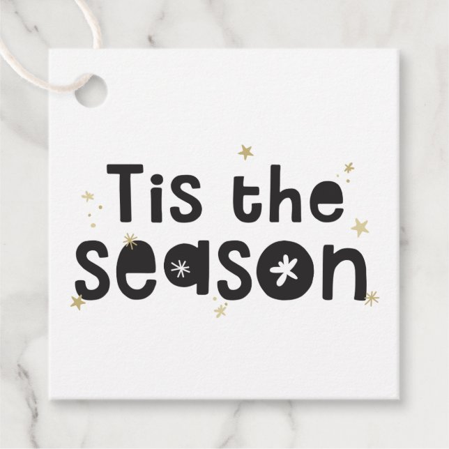 Étiquettes Cadeau VACANCES PRÉSENTE citation est la saison or noir (Devant)