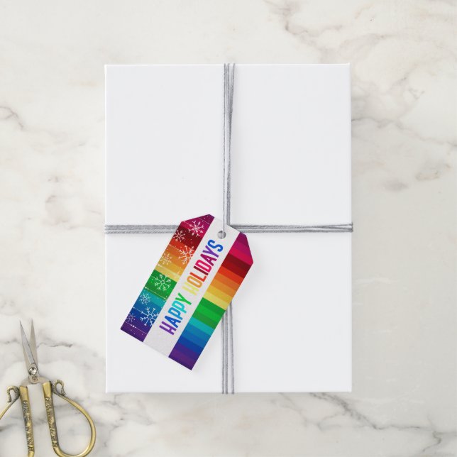 Étiquettes-cadeau Vacances Rainbow (Avec de la ficelle)
