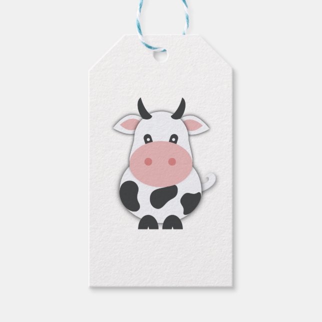Étiquettes-cadeau Vache de dessin avec cornes (Devant)