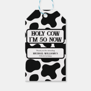 Étiquettes-cadeau Vache Sacrée 50e Anniversaire Noir Blanc