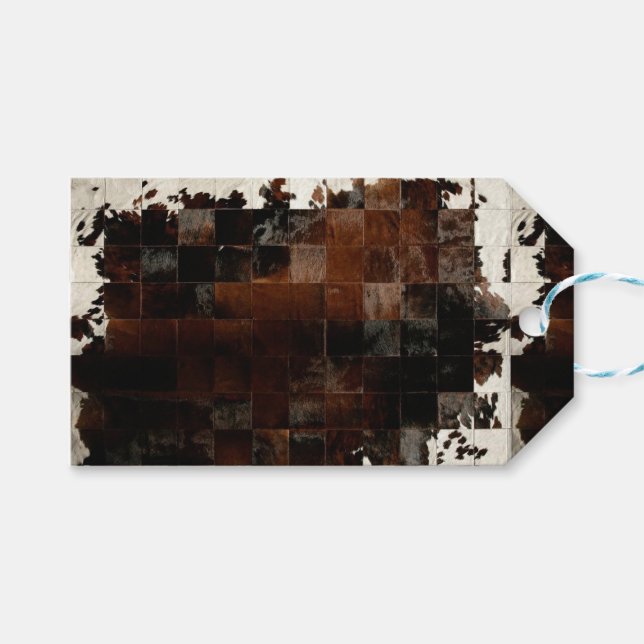 Étiquettes-cadeau Vachette Brown rustique (Devant (Horizontal))