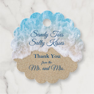 Étiquettes Cadeau Vagues de plage bleues orteils sablonneux baisers