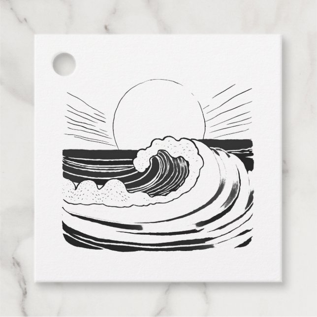 Étiquettes Cadeau Vagues océaniques (Devant)