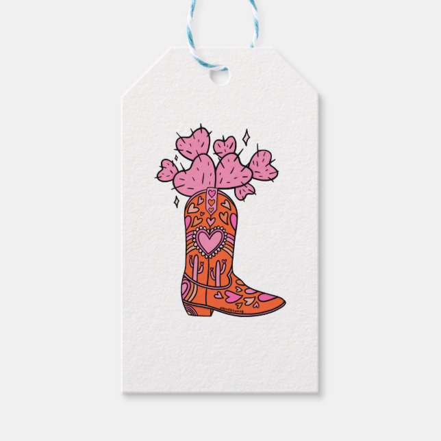 Étiquettes-cadeau Valentine Cowboy Boot (Devant)
