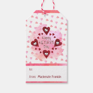Étiquettes-cadeau Valentine HAPPY HEARTS DAY, Watercolor Hearts