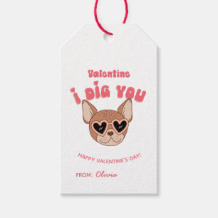 Étiquettes-cadeau Valentine, je te creuse ! Chien Super cool