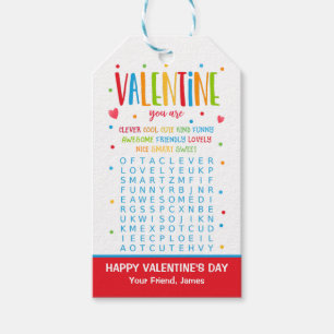Étiquettes-cadeau Valentine Word Recherche Activité École Classe