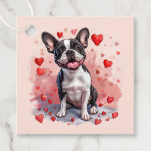 Étiquettes Cadeau Valentines Day Boston Terrier Dog
