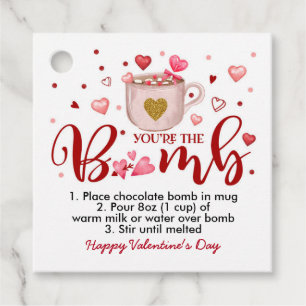 Étiquettes Cadeau Valentine's Day Pink Hot Chocolate Bomb Tags