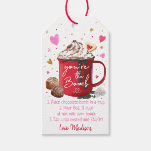 Étiquettes-cadeau Valentine's Hot Chocolate Bomb Rose Gold Hearts