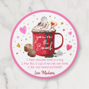 Étiquettes Cadeau Valentine's Hot Chocolate Bomb Rose Gold Hearts