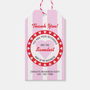 Étiquettes-cadeau Valentines Jour Immobilier rose aiguillage