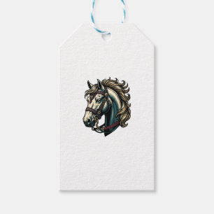 Étiquettes-cadeau Vecteur de tête de cheval de gravure vintage