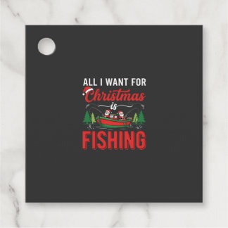 Étiquettes Cadeau Vecteur de vacances de Noël de pêche au Père Noël