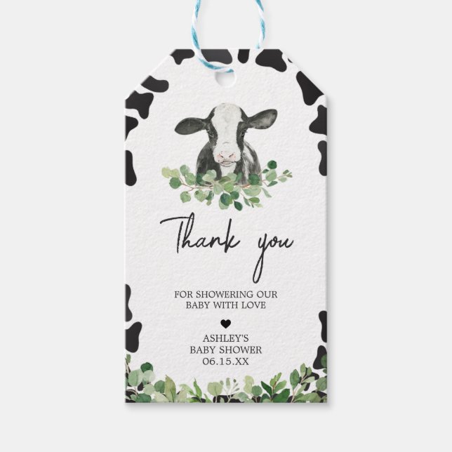 Étiquettes-cadeau Végétation Saint Vache Baby shower Favoriser les é (Devant)